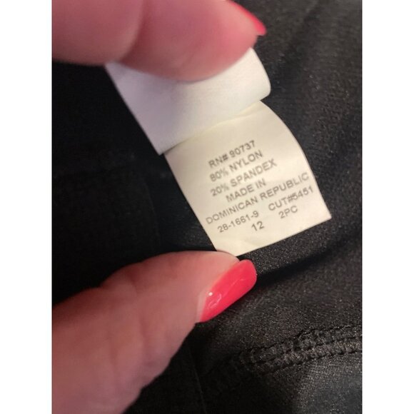 Inches Off Swimwear Black Green Blue Stripe Detail Tankini Top Sz 12 - Picture 5 of 7